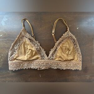 Auden small unlined bralette shimmer bronze metallic lace bra